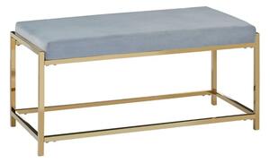 Alluras Blue Velvet Dining Bench With Straight Gold Frame