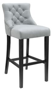 Victoria Grey Velvet Bar Stool Black Wooden Frame