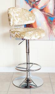 Crushed Velvet Bar Stool In Chalk With Chrome Base