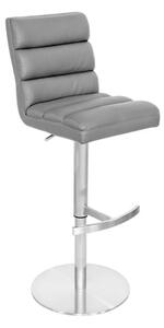 Bianca Grey Leather Bar Stool With Stainless Steel Base