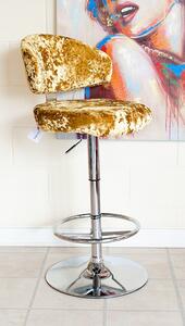 Crushed Velvet Bar Stool In Gold With Chrome Base