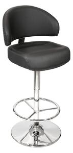 Casino Black Leather Bar Stool With Chrome Base