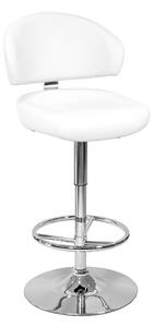 Casino White Leather Bar Stool With Chrome Base