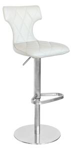 Ava Cream Faux Leather Bar Stool With Stainless Steel Base