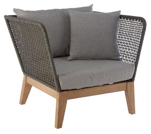 Okala Woven Rope Armchair With Wooden Frame In Light Grey