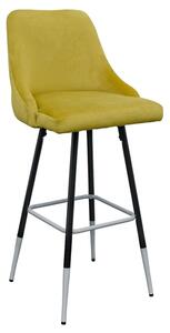 Fiona Yellow Fabric Bar Stool With Metal Legs