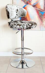 Crushed Velvet Bar Stool In Silver With Chrome Base