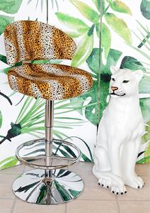 Cheetah Fabric Casino Bar Stool With Chrome Base