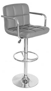 Voyo Grey Faux Leather Bar Stool With Chrome Base