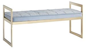 Alluras Blue Velvet Seating Bench With Gold Frame