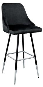 Fiona Black Fabric Bar Stool With Metal Legs