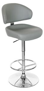 Casino Grey Leather Bar Stool With Chrome Base