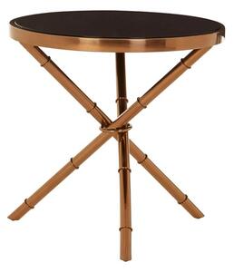 Alvara Black Glass Top Side Table With Rose Gold Bamboo Frame