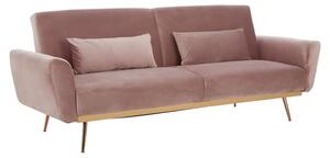 Eltanin Upholstered Velvet Sofa Bed With Gold Legs In Pink