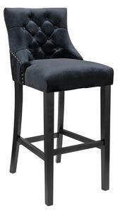 Victoria Black Velvet Bar Stool Black Wooden Frame