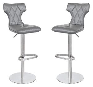 Ava Grey Leather Bar Stool In Pair