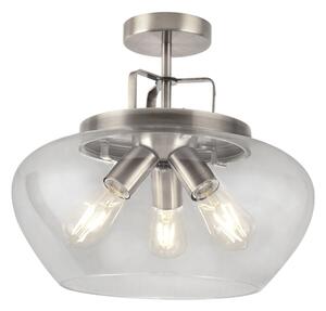 Boule 3 Lights Semi Flush Ceiling Light In Satin Silver