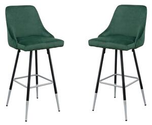 Fiona Green Fabric Bar Stool In Pair