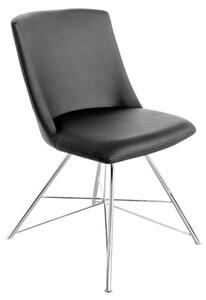 Bexley Black Leather Dining Chair With Slick Metal Frame