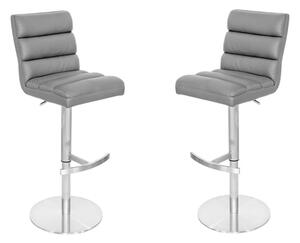 Bianca Grey Leather Bar Stool In Pair