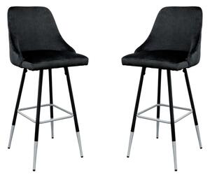 Fiona Black Fabric Bar Stool In Pair