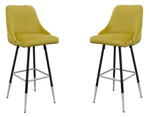 Fiona Yellow Fabric Bar Stool In Pair