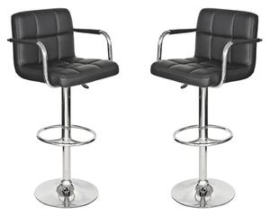 Voyo Black Leather Bar Stool In Pair