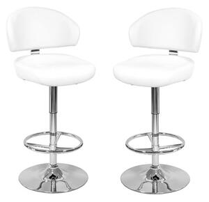 Casino White Leather Bar Stool In Pair