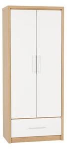 Samaira Wardrobe In White High Gloss With 2 Doors 1 Drawer