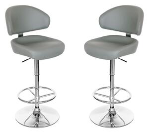 Casino Grey Leather Bar Stool In Pair