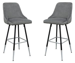 Fiona Grey Fabric Bar Stool In Pair