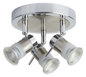 Aries LED IP44 3 Lights Spotlight In Chrome And Satin Silver