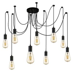 Squiggle 9 Lights Pendant Ceiling Light In Black