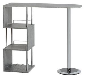 Cayuta Home Bar Table In Concrete Effect And Chrome