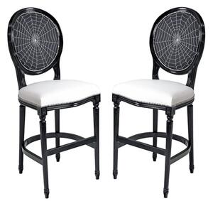 Spiders Web Georgian Black Short Bar Stool In Pair