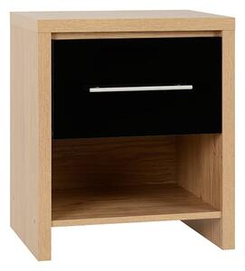 Samaira 1 Drawer Bedside Cabinet In Black High Gloss