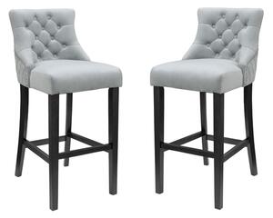 Victoria Grey Velvet Bar Stool In Pair