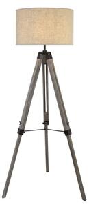 Tripod Wood Floor Lamp With Cream Linen Shade