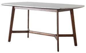 Barcela Wooden Dining Table With White Marble Top In Walnut