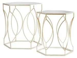 Avanto Hexagonal Glass Set of 2 Side Tables With Oval Frame