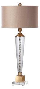 Credera Textured Glass Table Lamp In Brushed Brass Details