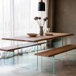 Ferno Large Wooden Dining Table With Glass Legs In Natural