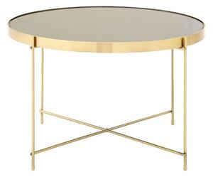 Alluras Round Large Black Glass Dining Table In Bronze Frame