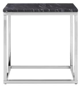 Alluras Square Black Marble End Table With Silver Frame