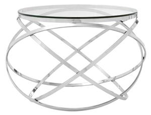 Alluras End Table In Silver With Clear Glass Top