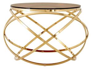 Alluras End Table In Champagne Gold With Red Tint Glass Top