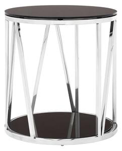 Alvara Round Black Glass Top Side Table With Chrome Frame