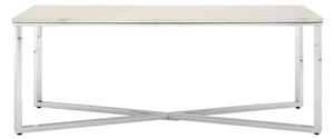 Alluras Coffee Table In Chrome With White Faux Marble Top