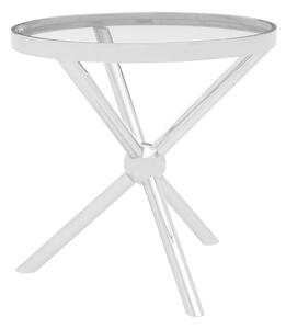 Kurhah Round Clear Glass Top Side Table With Silver Frame