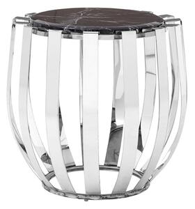 Alvara Round Black Marble Top Side Table With Chrome Frame